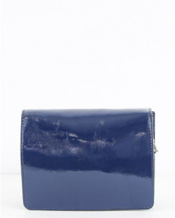 Pochette à bandoulière en cuir vernis bleu Coccinelle 