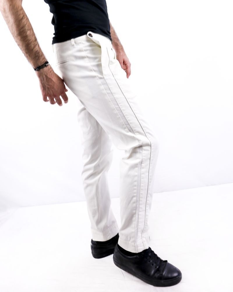 Pantalon blanc à bandes latérales Ly Adams 