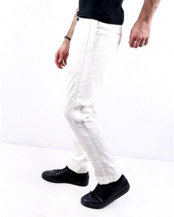 Pantalon blanc à bandes latérales Ly Adams 