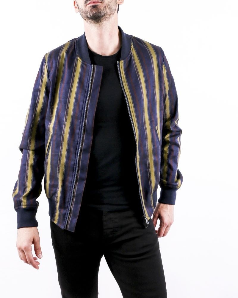 Blouson bleu type bomber à rayures Ly Adams 