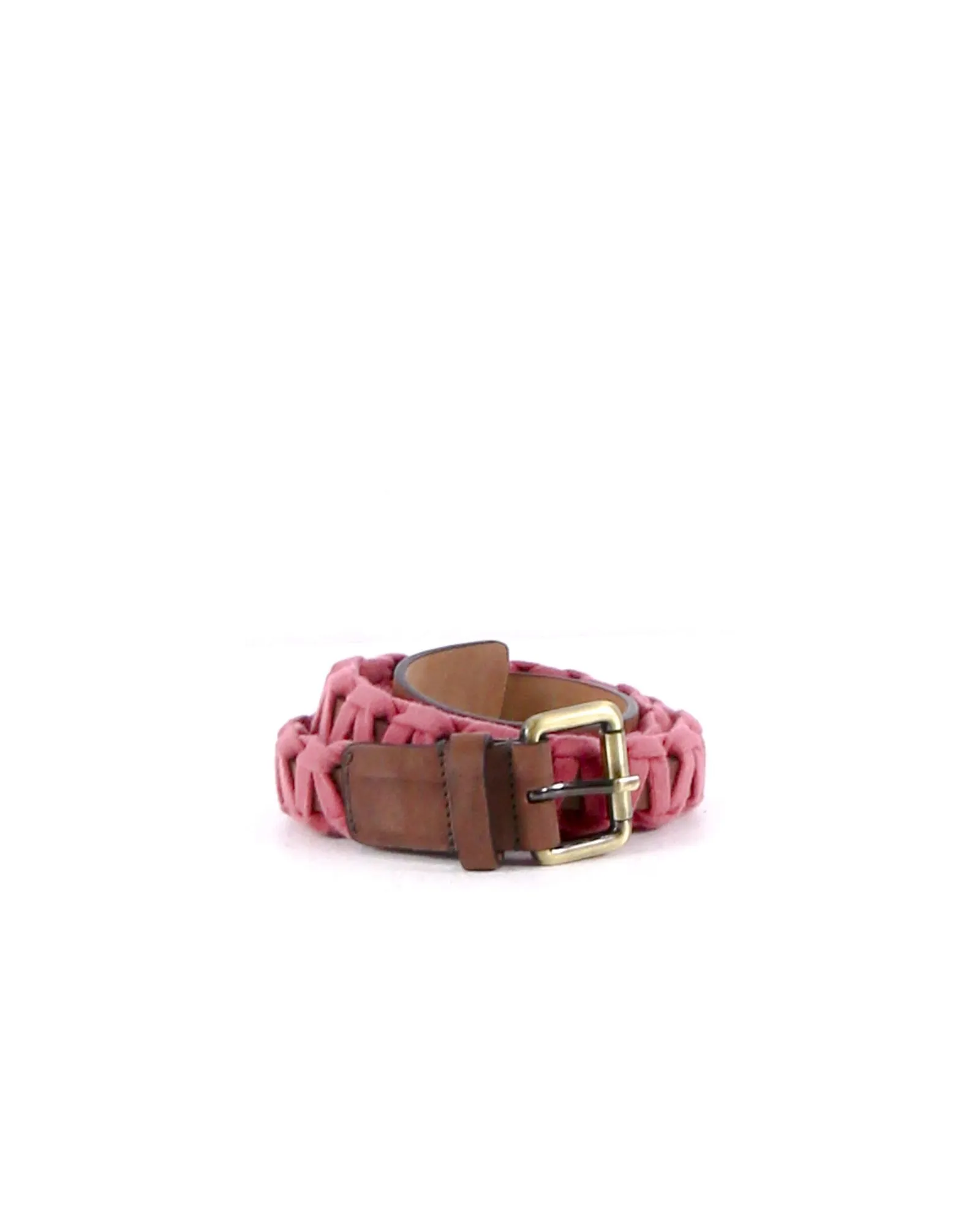 Ceinture en cuir marron et ruban rouge Malo 