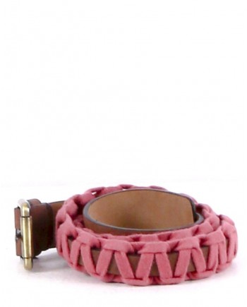 Ceinture en cuir marron et ruban rouge Malo 