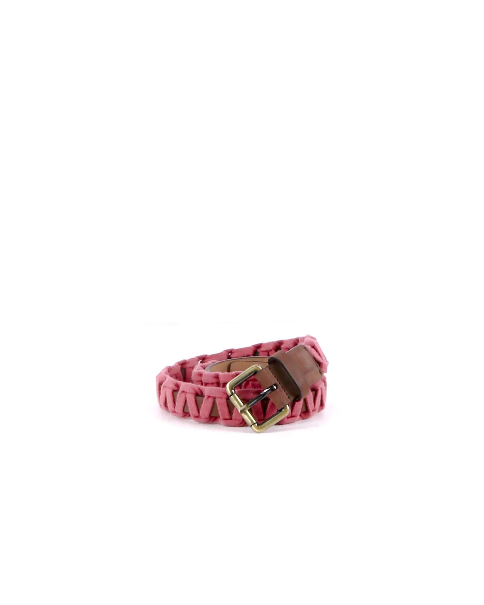 Ceinture en cuir marron et ruban rouge Malo 