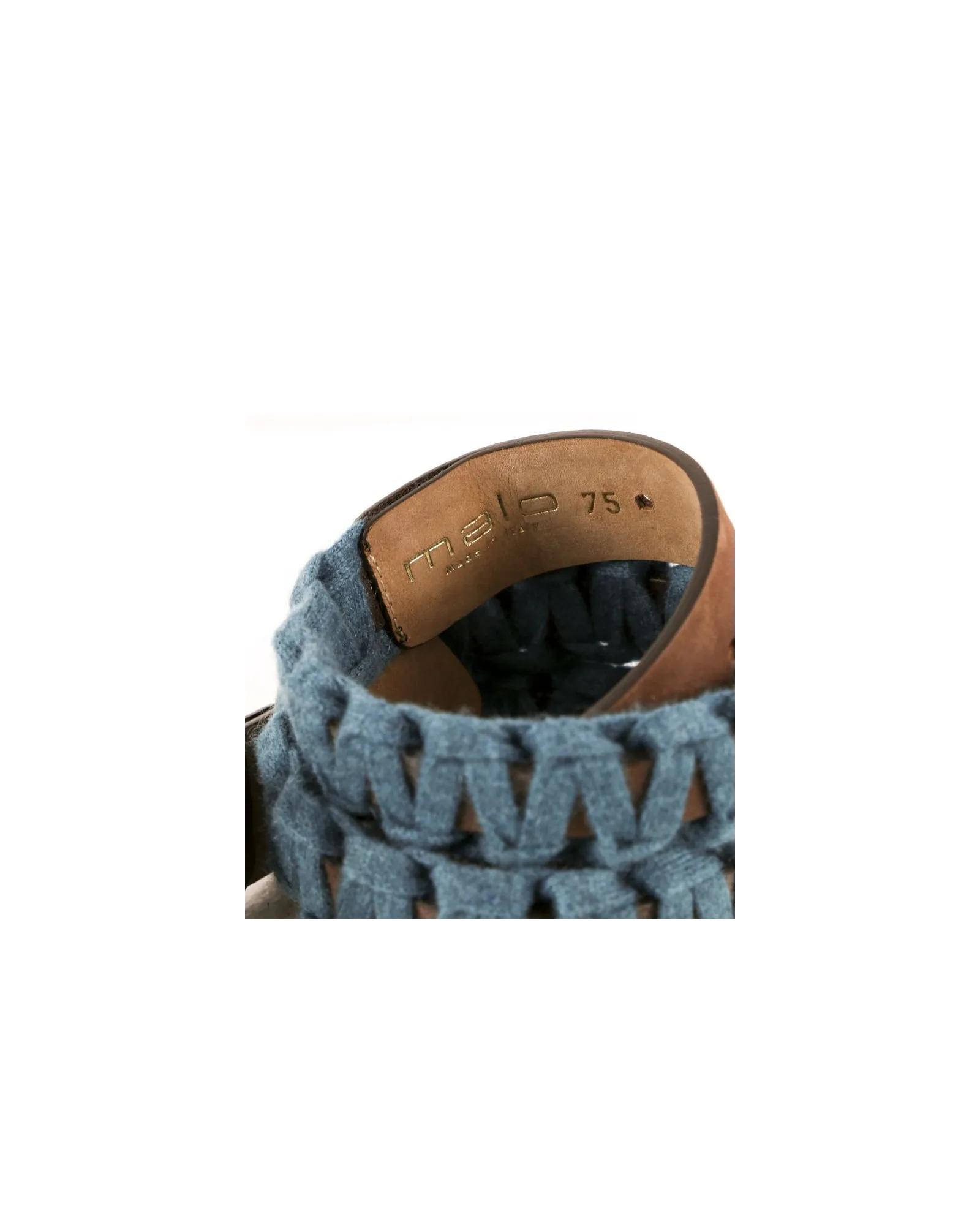 Ceinture en cuir marron et ruban bleu Malo 