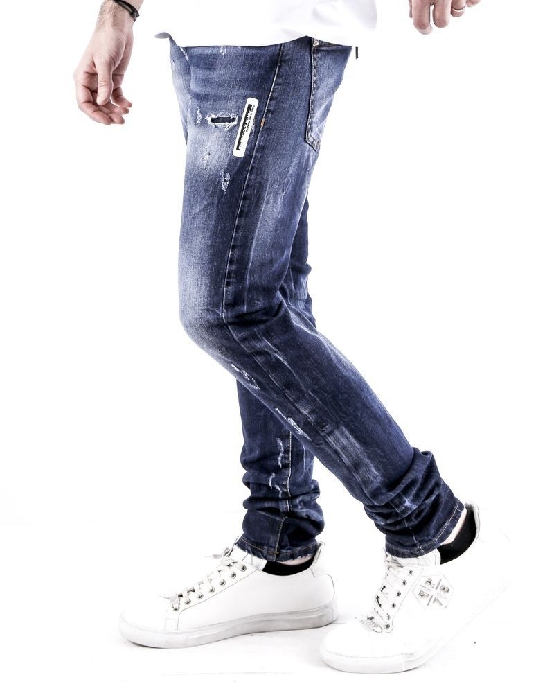 Jean skinny délavé en coton bleu effet usé John Richmond 