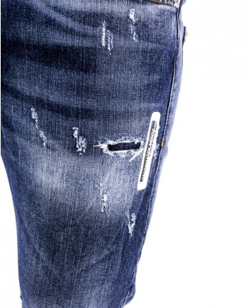 Jean skinny délavé en coton bleu effet usé John Richmond 