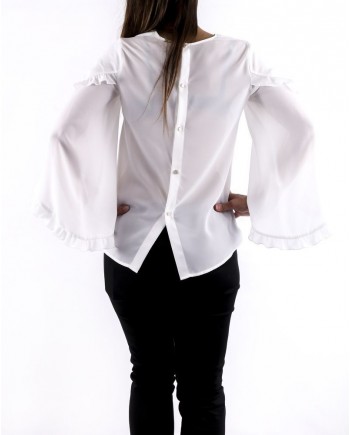 Blouse volanté en mousseline blanche Nenette 