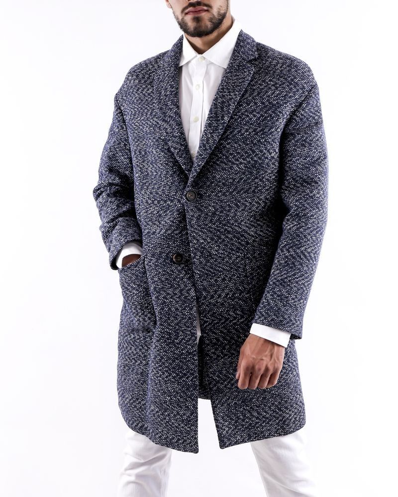 Manteau en coton bleu à motifs blanc Ly Adams 