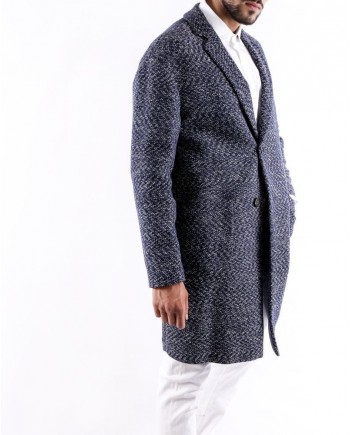 Manteau en coton bleu à motifs blanc Ly Adams 