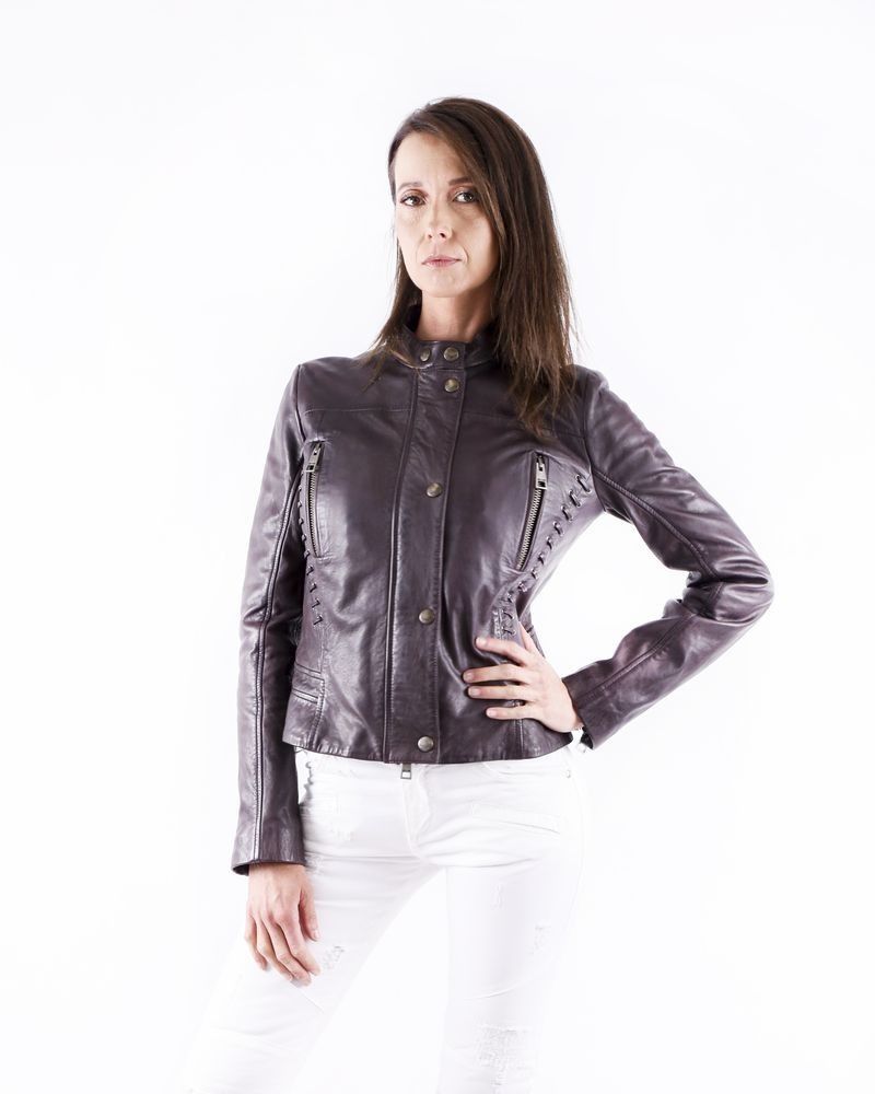 Blouson en cuir prune Just Cavalli 