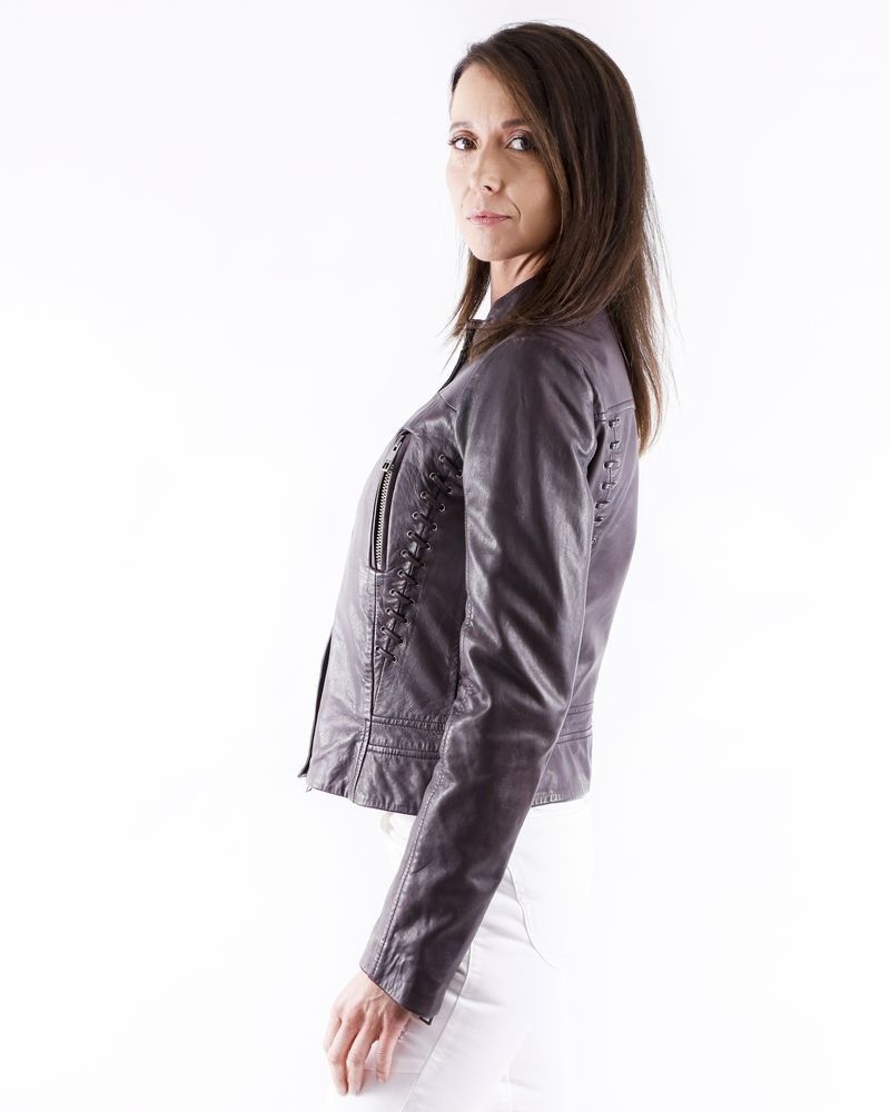 Blouson en cuir prune Just Cavalli 