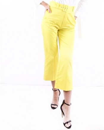 Pantalon culotte jaune ceinturé Space Simona Corsellini 