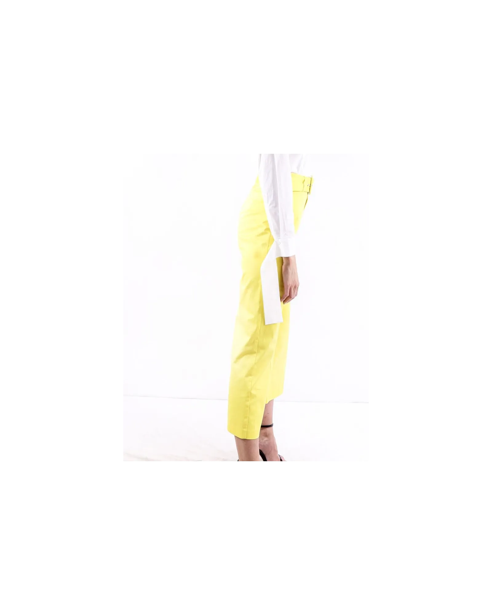 Pantalon culotte jaune ceinturé Space Simona Corsellini 