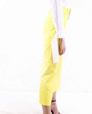 Pantalon culotte jaune ceinturé Space Simona Corsellini 