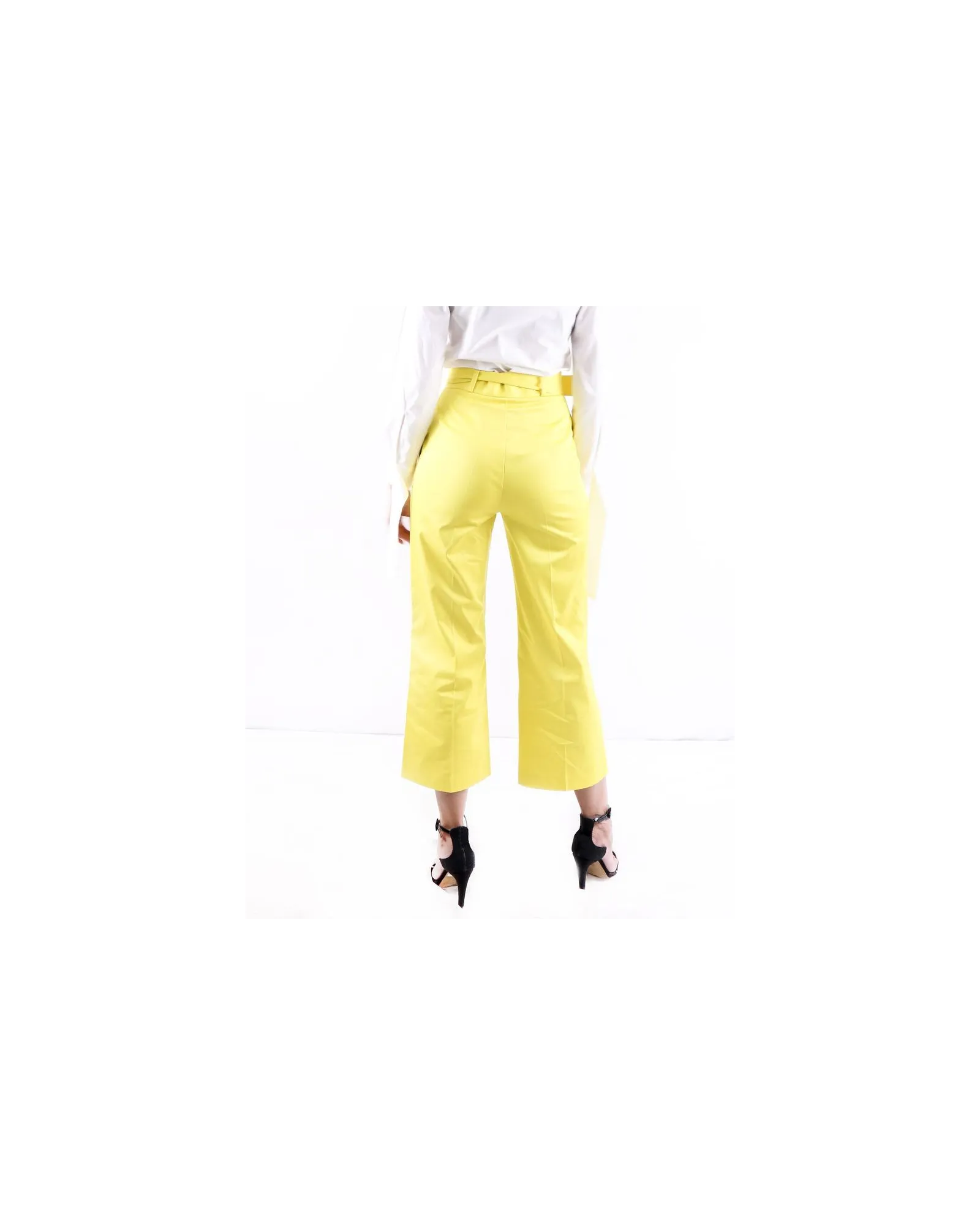 Pantalon culotte jaune ceinturé Space Simona Corsellini 