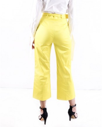 Pantalon culotte jaune ceinturé Space Simona Corsellini 