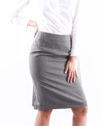 Jupe tailleur en laine gris Alexander McQueen 