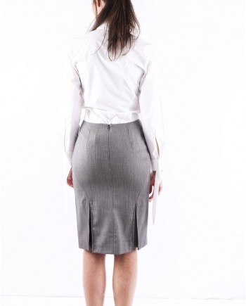 Jupe tailleur en laine gris Alexander McQueen 