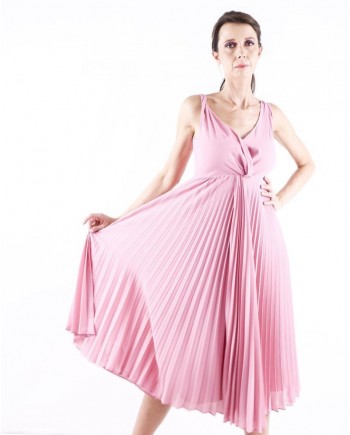 Robe plissée en crêpe vieux rose Vince 