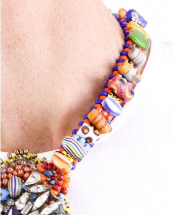 Collier ethniques à pierres et perles multicolores Erickson Beamon 