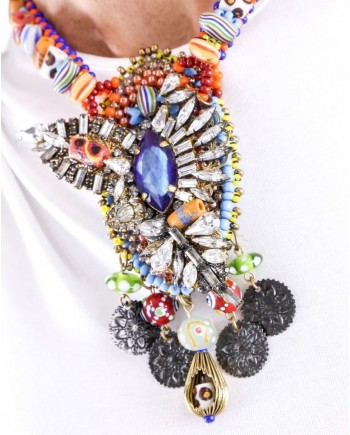 Collier ethniques à pierres et perles multicolores Erickson Beamon 