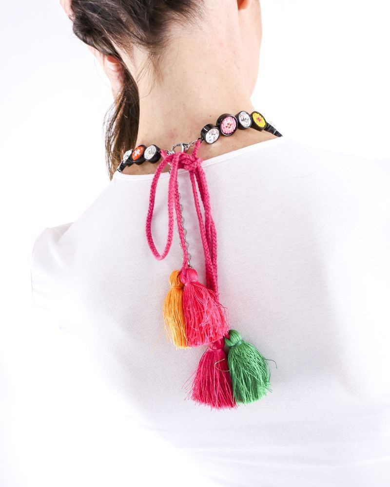 Collier à pompons multicolore Shourouk 