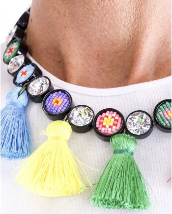 Collier à pompons multicolore Shourouk 