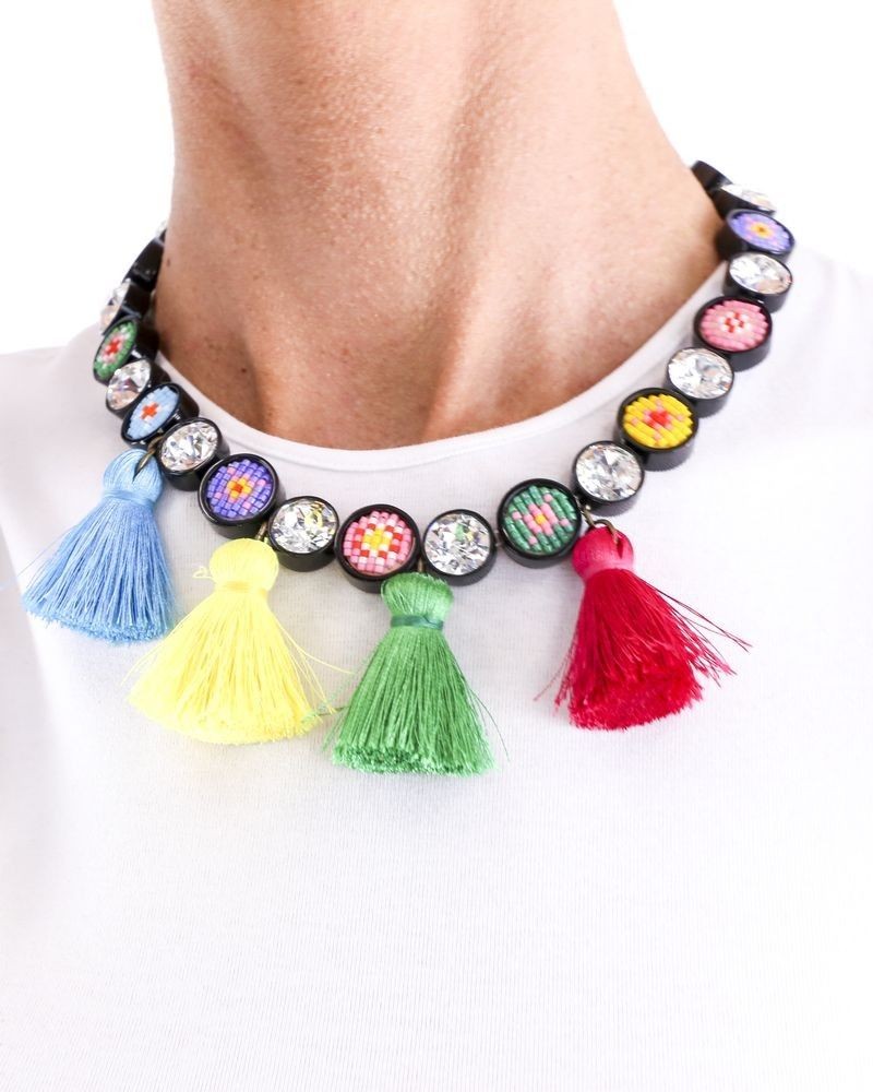 Collier à pompons multicolore Shourouk 