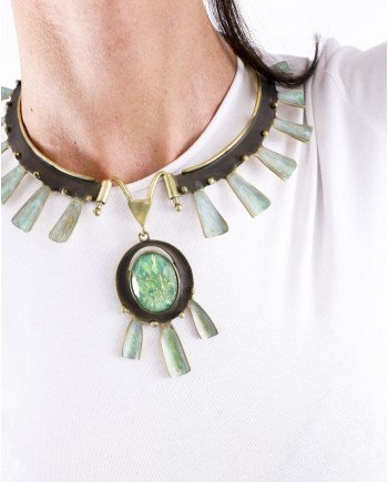 Collier antique à pierre verte Tory Burch 