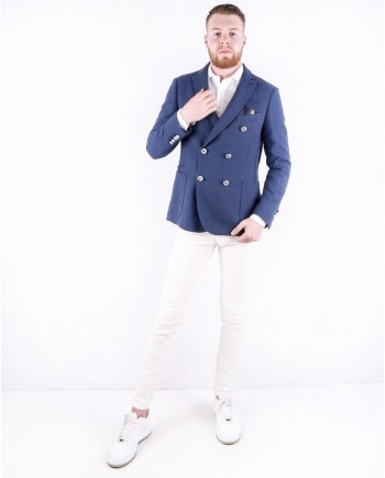 Veste croisée en coton texturé bleu GH 