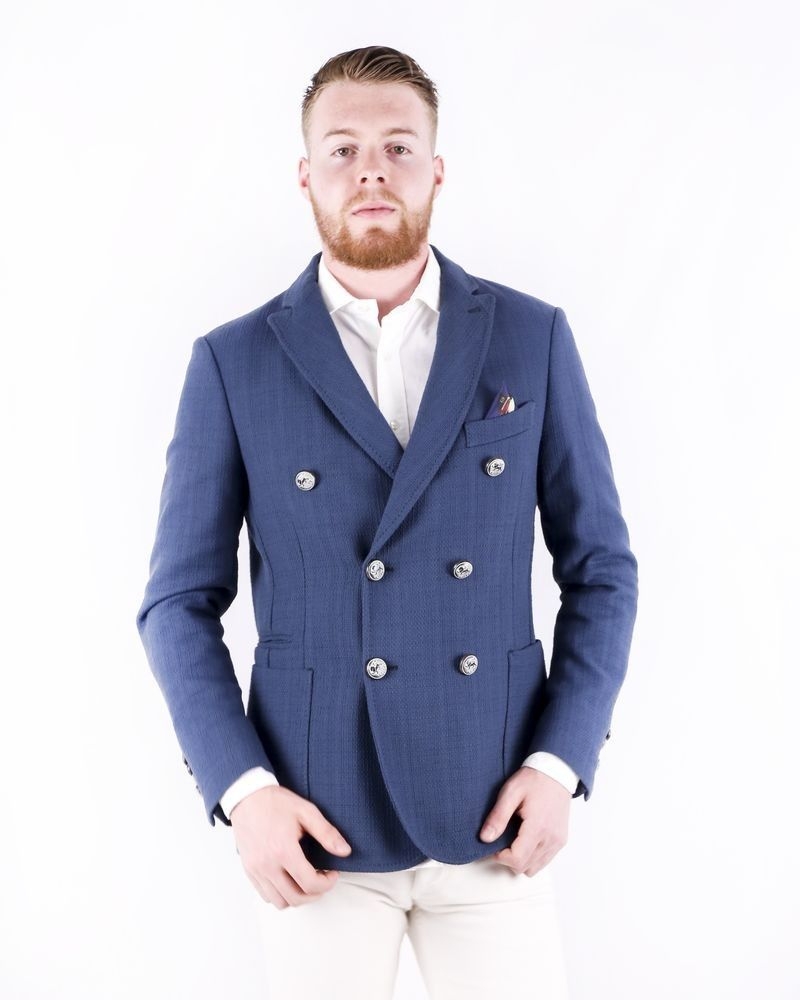 Veste croisée en coton texturé bleu GH 