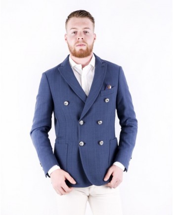 Veste croisée en coton texturé bleu GH 