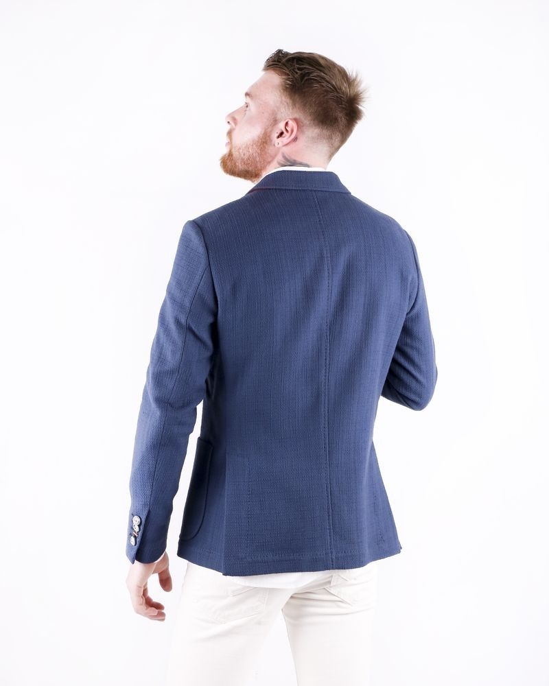 Veste croisée en coton texturé bleu GH 