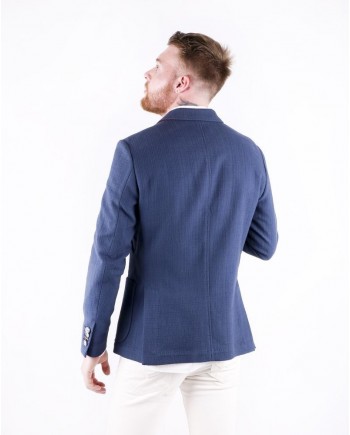 Veste croisée en coton texturé bleu GH 