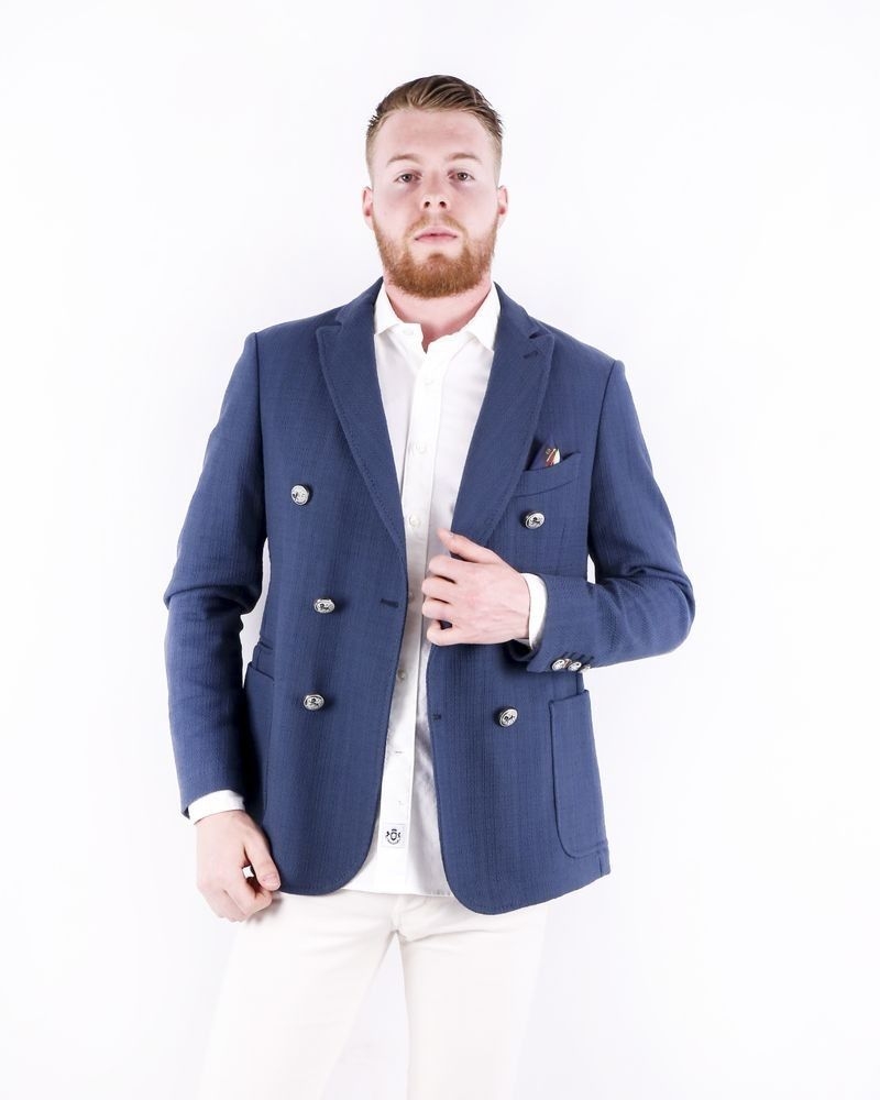 Veste croisée en coton texturé bleu GH 