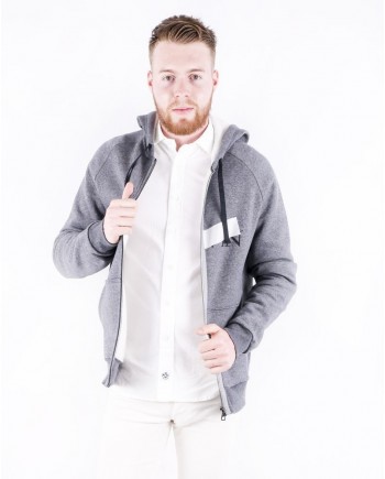 Sweat gilet en mérinos gris à poche kangourou Lanvin 