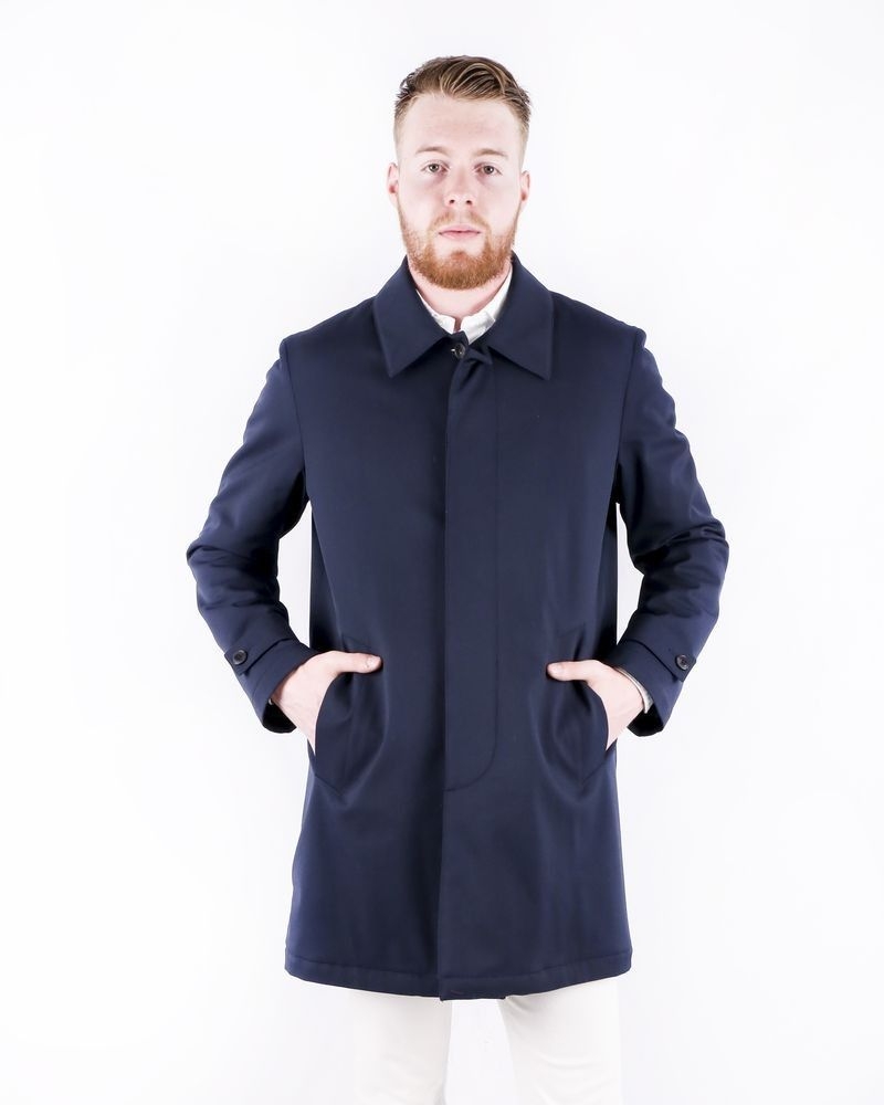 Parka longue en laine bleu Manzoni 