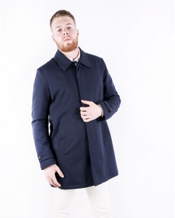 Parka longue en laine bleu Manzoni 