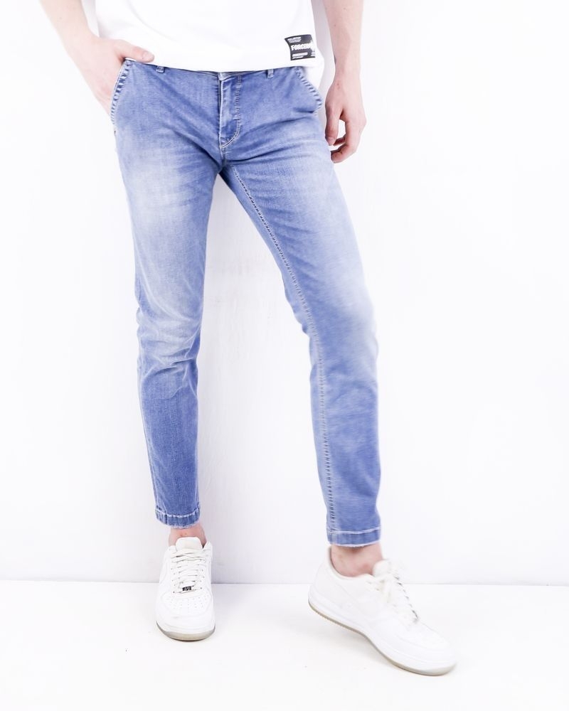 Jean skinny en coton bleu 