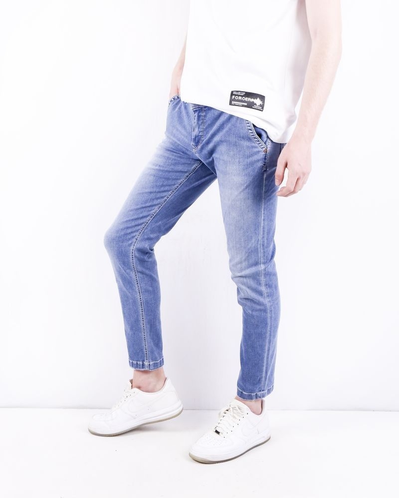 Jean skinny en coton bleu 