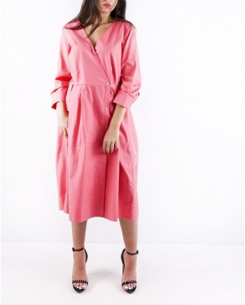 Robe chemise rose à détails plissés Sara Roka 