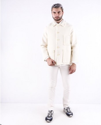 Veste homme en coton tressés façon osier beige Maison Flaneur 