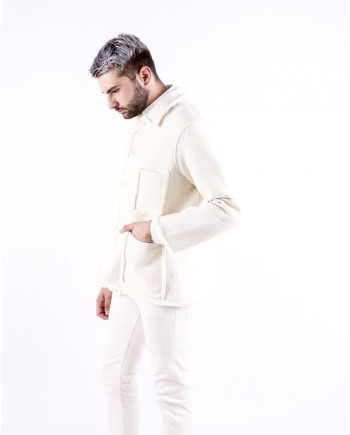 Veste homme en coton tressés façon osier beige Maison Flaneur 