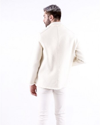 Veste homme en coton tressés façon osier beige Maison Flaneur 