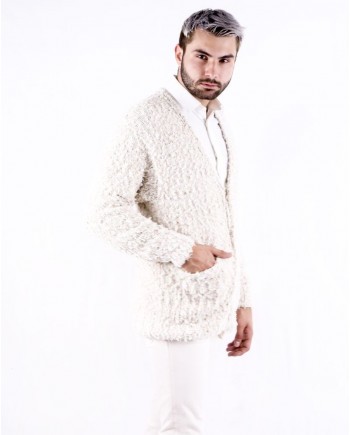 Cardigan en coton poilu beige Maison Flaneur 