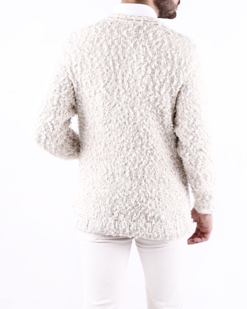 Cardigan en coton poilu beige Maison Flaneur 