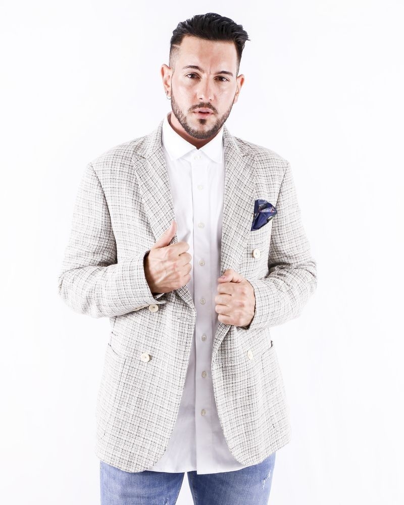 Veste croisée façon tweed beige GH 