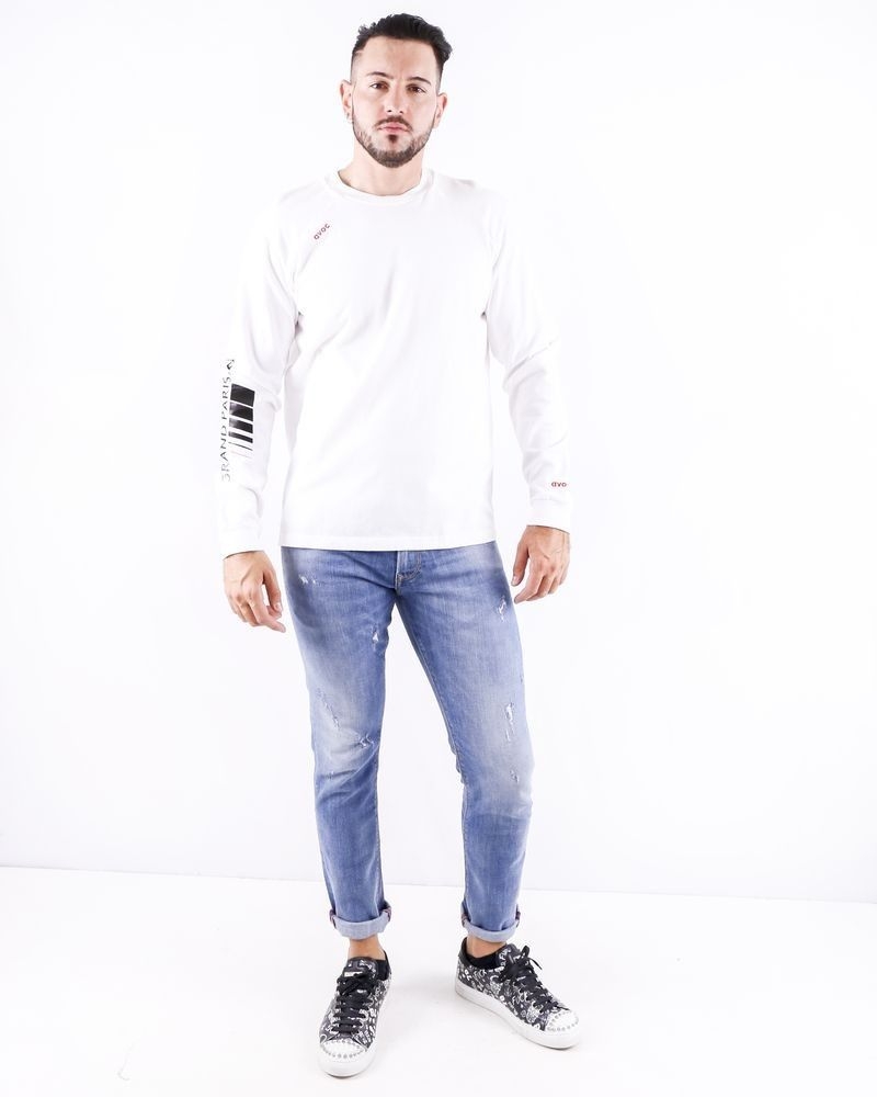 Sweat en coton blanc à flocage fantaisie Avoc 