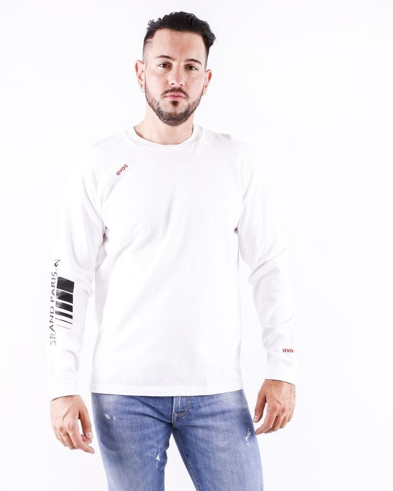 Sweat en coton blanc à flocage fantaisie Avoc 