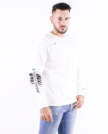 Sweat en coton blanc à flocage fantaisie Avoc 